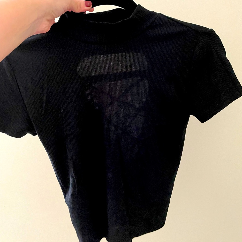 Black crop top with open back